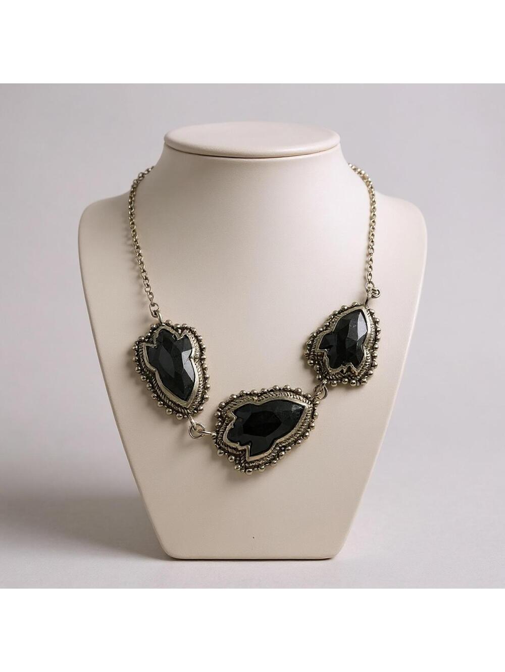 Anthropologie Faceted Hematite Rocketship Necklace Sterling Silver 925 | $129